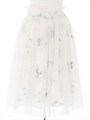 花柄チュール膝丈スカート/ホワイト
