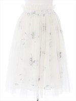 花柄チュール膝丈スカート/ホワイト