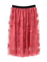 3Ｄフラワーチュールミディ丈スカート/オレンジ