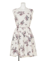 花柄ノースリーブワンピース/グレー