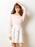 フラワータックフレアスカート/ネイビー