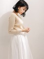 WASHABLE/ 綿シルクリブニットプルオーバー[洗濯機で洗える・UVカット]/ネイビーBLK