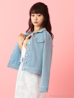 きらめくカットデニムGジャン/ライトブルー