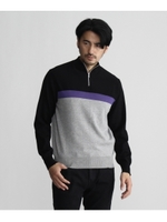 パネルボーダーハーフジップニット/ブラック(219)