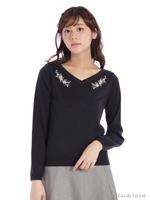 刺しゅうＶバルーン袖P/O/クリーム