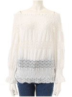 シャーリングオフショルトップス/ホワイト