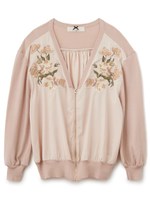 ニットシシュウブルゾンカーデ/ピンク