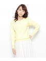 リブ編み切り替えバックボタンニット/レモンイエロー(031)