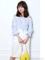 袖刺繍オフショルブラウス(ホワイト、ストライプ)/ホワイト