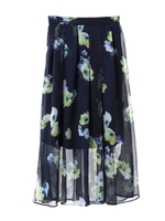 オリジナル花柄プリントシフォンロングスカート/オフホワイト