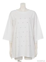 スタースタッズロングTシャツ/カーキ