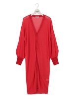 透かし編みロングカーデ/レッド