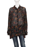 【Ｌa】フラワープリントブラウス/レッド