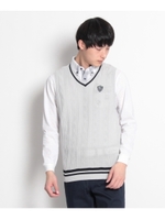 ダイヤ柄Vニットベスト/ライトグレー(011)
