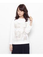 ドレープネックイラストプルオーバー/ベージュ系(154)