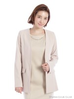 ベーシックノーカラージャケット/ピンク