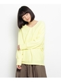 ボーダーインナー+Vネックニット/レモンイエロー(031)