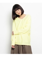 ボーダーインナー+Vネックニット/レモンイエロー(031)
