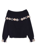 [L.B CANDY STOCK]クロシェオフショルニット/PBEG