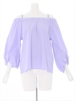 綿ブロードオフショルブラウス/ラベンダー