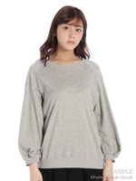 ボリュームスリーブトレーナー/杢グレー