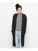 ハイゲージロングカーディガン/ブラウン系(040)