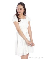 ヨーク刺繍ワンピース/ホワイト