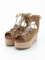 厚底レースアップサンダル/BLACK