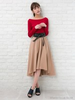 サッシュベルト付TRイレヘム/スカート/アカ