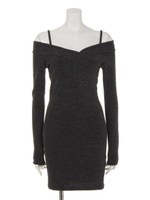 オフショルカットソーワンピ/Gray