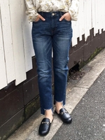 カットオフリメイクストレートデニム/ブルー