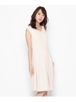 ソフトジャージ切り替えタックワンピース/ブルー系(094)