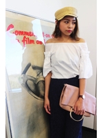 肩シャーリングバルーンブラウス/WH(030)