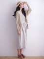 フレンチリネンワイドカーディガン/ライトベージュ