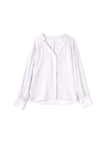 《BLANCHIC》ノッチネックジョーゼットブラウス/ブルー(110)