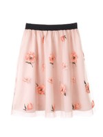 チュール花柄刺繍スカート/ラベンダー