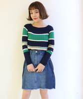 デニム切り替え台形スカート