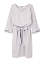 パウダリーサテンクレープワンピース/サンドローズ(090)