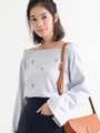 オフショル刺繍プルオーバー/L/ピンク