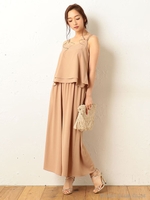 サテンワイドパンツ/ベージュ