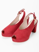 ♭バックストラップパンプス/レッド