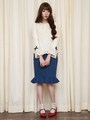【an another angelus】総レースノーカラープルオーバーブラウス/NAVY