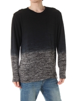 【AZUL by moussy】引き揃え杢ニットソー段染めプルオーバー/BLK