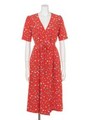 【Kalen】FLORAL PRINT WRAP DRESS/RED