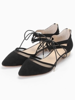 バックジップリボンパンプス/ベージュ