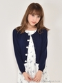 フラワー釦カーディガン/ネイビー