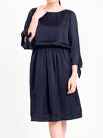 ヴィンテージサテン袖スリットワンピース/ネイビー