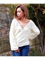 【LATINA】コットンタッチレースアップ2WAYトップス/L.PK