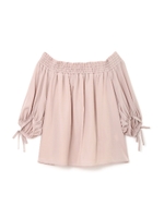 《EDIT COLOGNE》シャイニーギャザーブラウス/グレージュ(020)