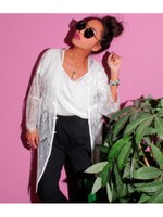 【anap mimpi】スカラップレースギャザーロングカーディガン/ホワイト(001)